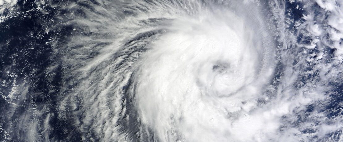 Photograph of the eye of hurricane.