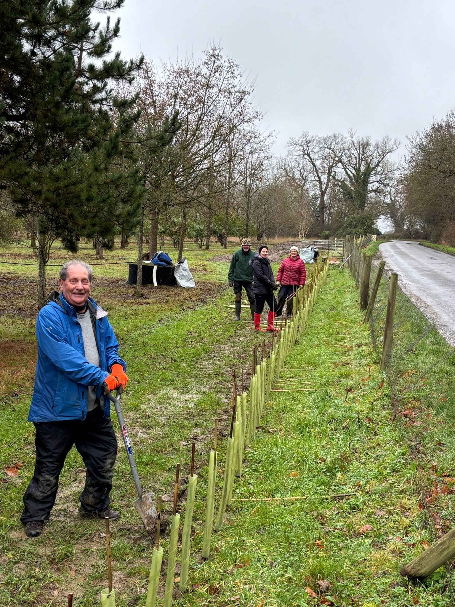 People planting a new hedgerow