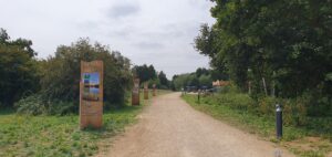 View of entrance to Clophill Lakes Nature Reserve