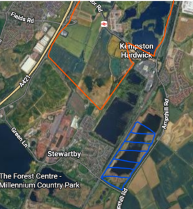 Ariel image showing location of universal and data centre near Stewartby